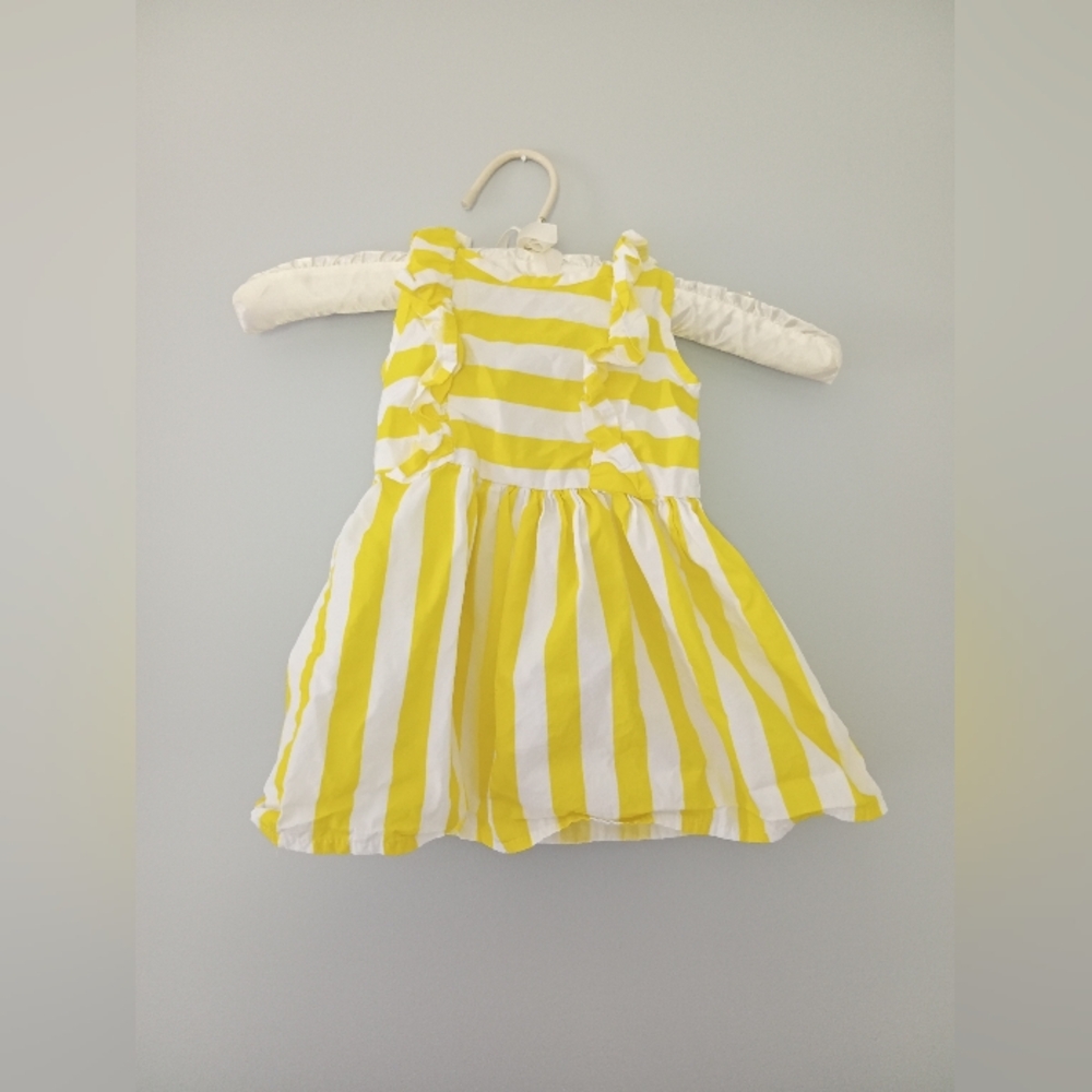 A.T.U.N. Yellow 8 White Striped Sun Dress Kids 2Y